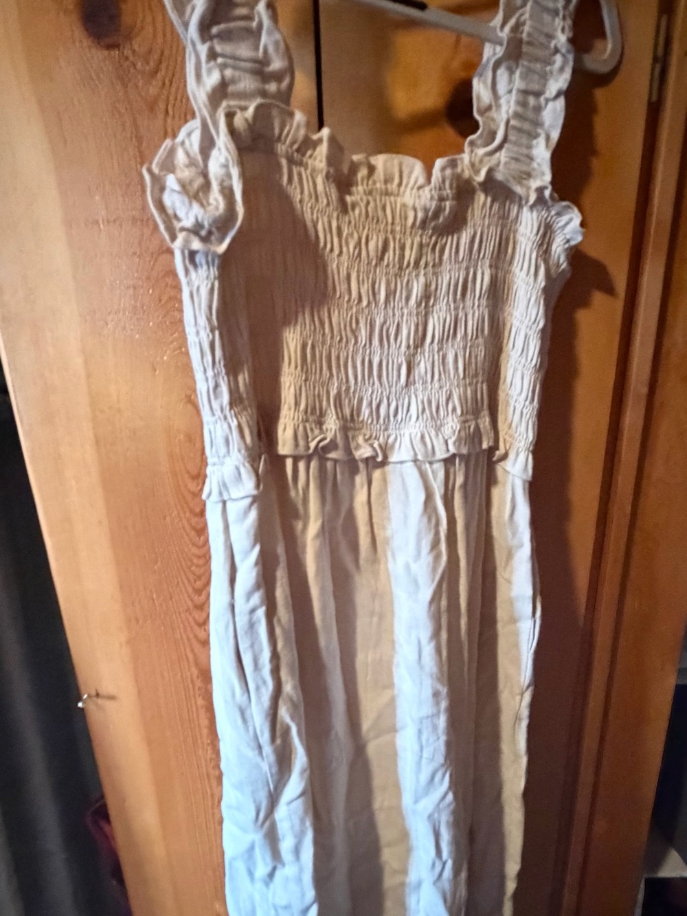 Doe & Rae Cream Smocked Ruffle-Strap Dress - Picture 3 of 3